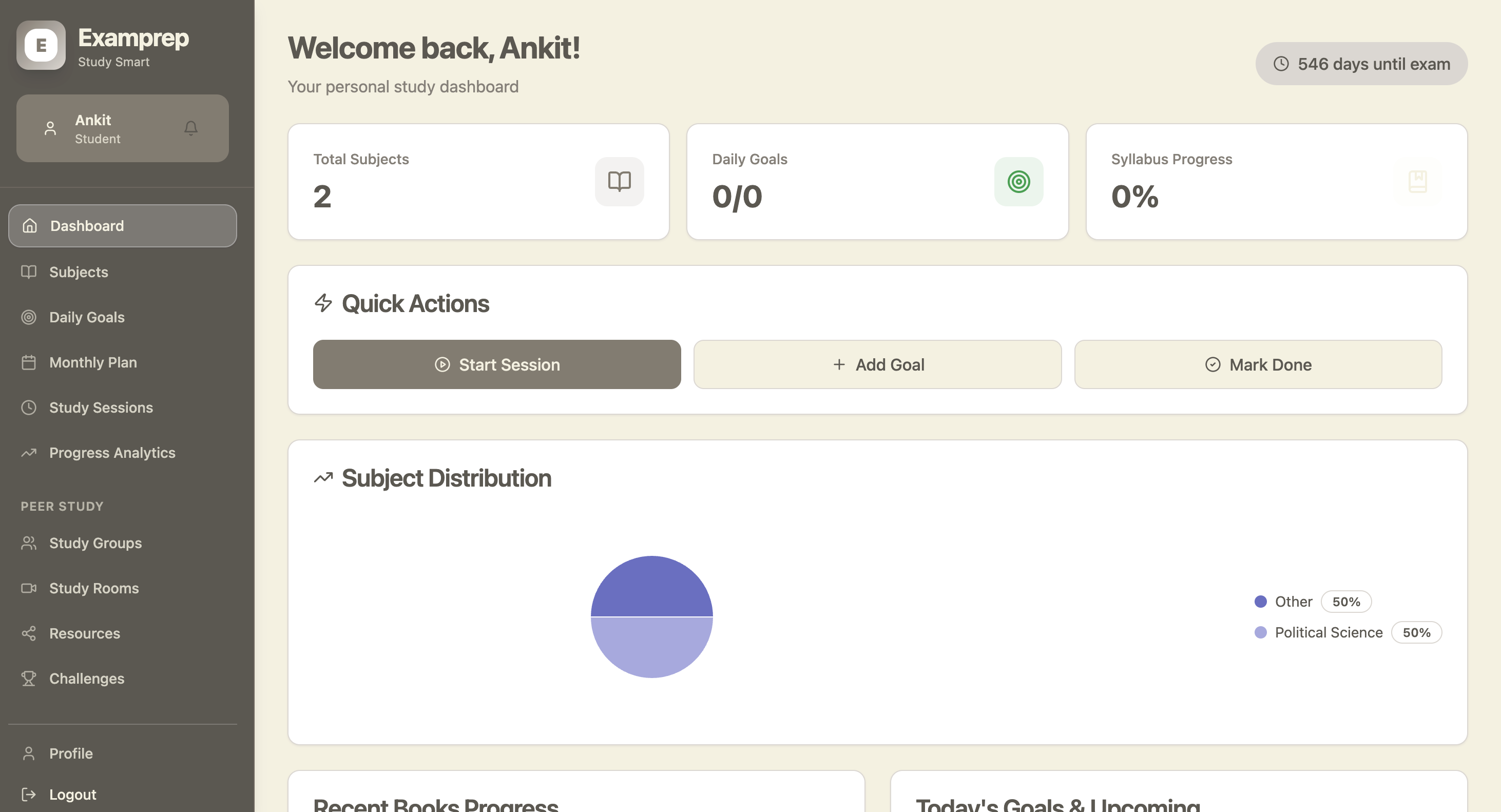 Exam Study Planner - Dashboard