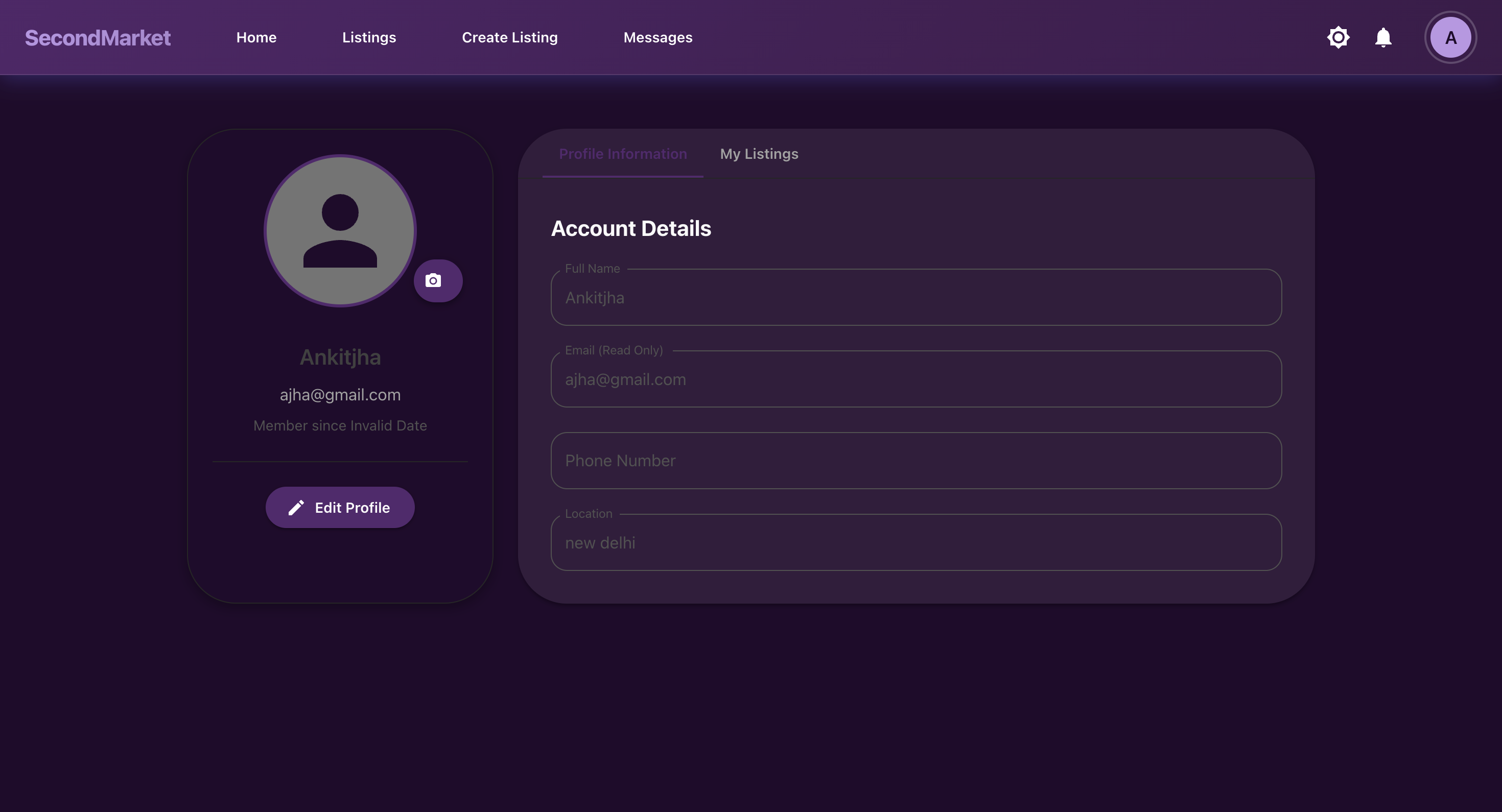 SecondMarket - Chat Interface