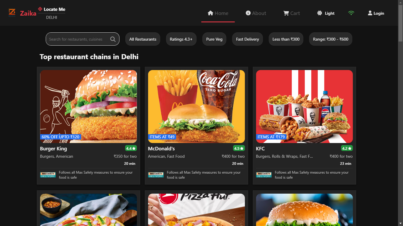 Zaika Food Website
